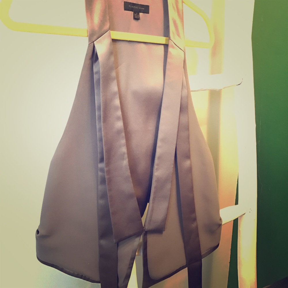 Mixed fabric & satin vest